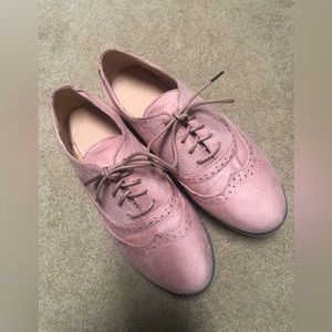 Pink lace up loafers